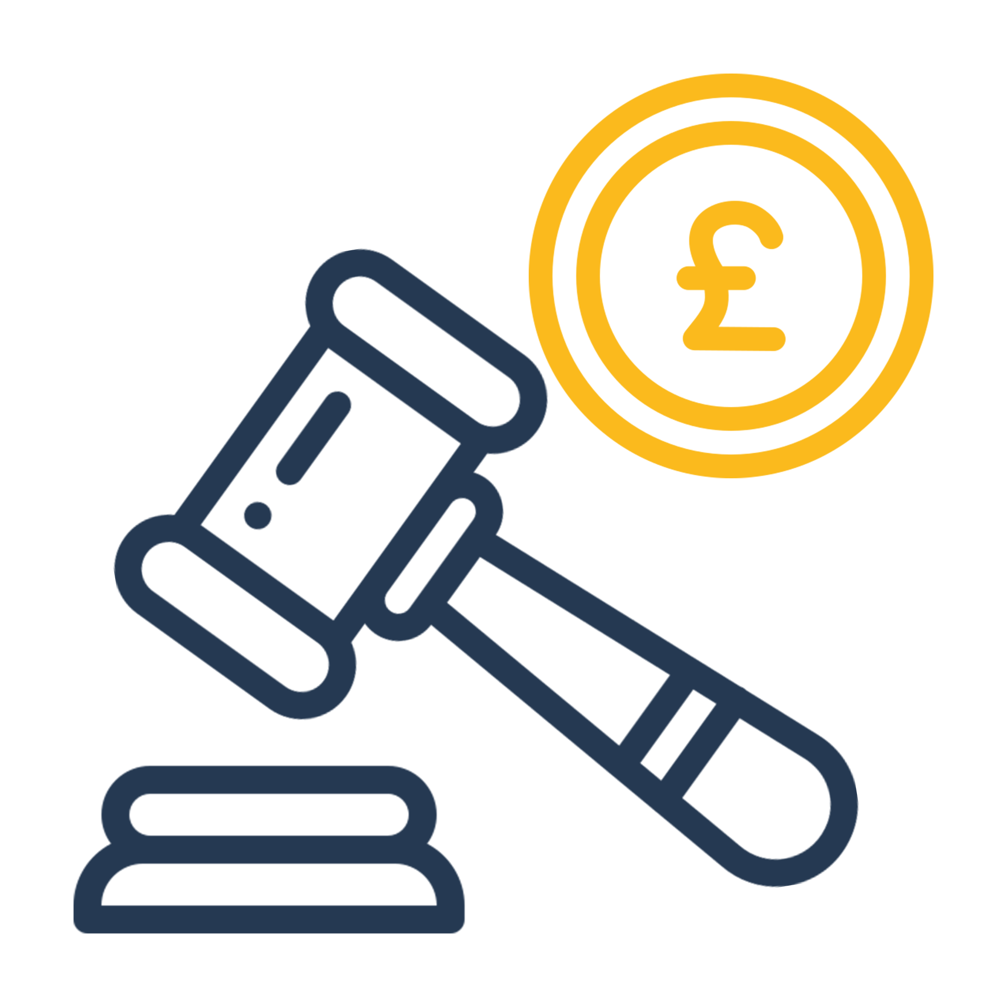 icon of a gavel and money to represent litigation funding